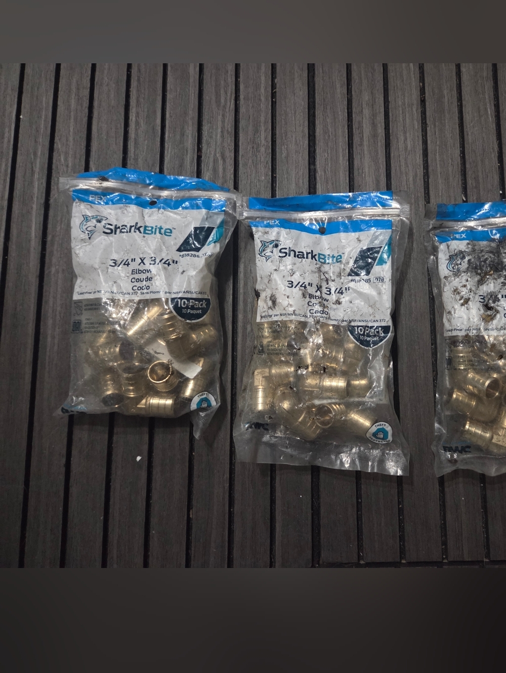 3 Bags Of SharkBite 3/4-in PEX Crimp Brass 90-Degree Elbow (10-Pack)